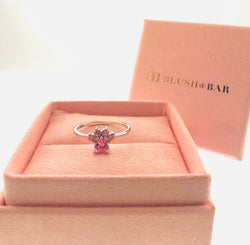 Bella Paw Blush & Bar Sterling Silver Ring - Silver