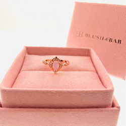 Blue Opal Blush & Bar Sterling Silver Ring - Rose Gold