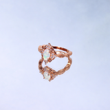 Blue Opal Blush & Bar Sterling Silver Ring - Rose Gold