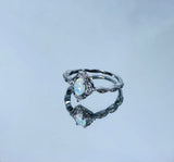 Blue Opal Blush & Bar Sterling Silver Ring - Silver