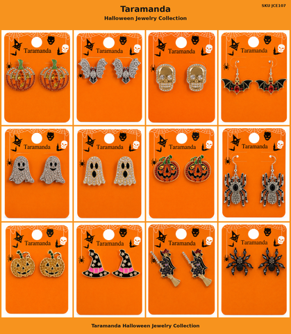Taramanda Halloween Earrings – 12 Different Styles – 1 Dozen – JCE107