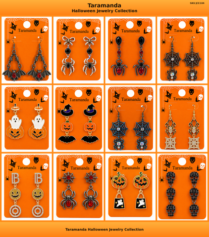 Taramanda Halloween Earrings – 12-Pair Assorted Dozen – JCE104