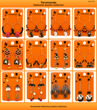 Wholesale Halloween earring assortment JCE105 with 12 different witch, black cat, ghost, pumpkin, bat, spider web and candy corn earring styles by Taramanda