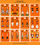 Wholesale Halloween earring assortment JCE106 with 12 different mummy, bat, ghost, pumpkin, witch, black cat and skeleton earring styles by Taramanda