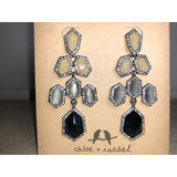 CHLOE + ISABEL geometric drop earrings with crystal & stone accents - E089