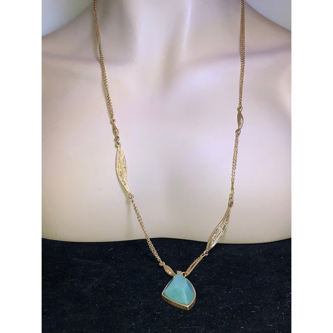 CHLOE + ISABEL amazonite art deco long pendant necklace - N002
