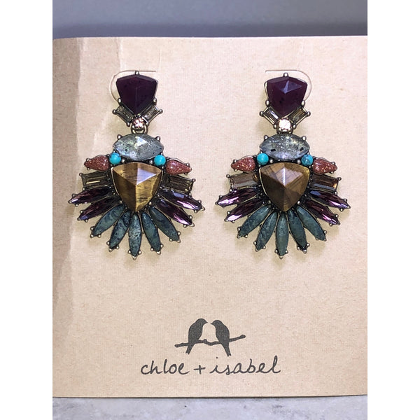 CHLOE + ISABEL multistone fan statement earrings - E062