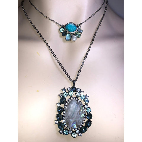 CHLOE + ISABEL arctic ice layered statement necklace - N153