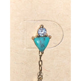 CHLOE + ISABEL turquoise & crystal mismatched chain drop earrings - E075