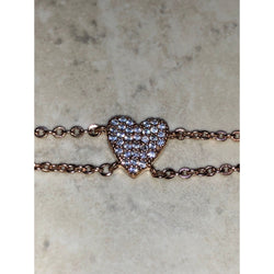 CHLOE & ISABEL Rose Gold Double Chain Heart Bracelet with Crystal Accents - B068