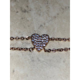 CHLOE & ISABEL Rose Gold Double Chain Heart Bracelet with Crystal Accents - B068