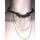 CHLOE + ISABEL blue mosaic collar necklace with draped chains - N082