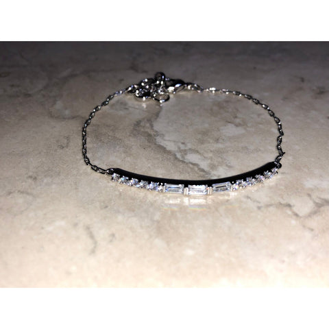 CHLOE + ISABEL silver baguette brilliant cut sparkle bar bracelet - B076