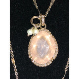 CHLOE + ISABEL rose quartz n shell layered pendant necklace - N121