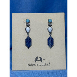 CHLOE + ISABEL Blue & White Stone Drop Earrings - E411BLAR