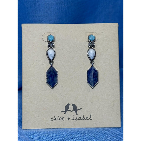 CHLOE + ISABEL Blue & White Stone Drop Earrings - E411BLAR