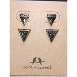 CHLOE + ISABEL pavé n druzy triangle stud earring set - E061