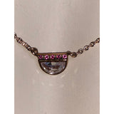 CHLOE + ISABEL pink crystal half-moon pendant necklace - N189