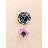 CHLOE + ISABEL crystal halo stud earrings & pink flower stud set - E040