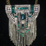 CHLOE + ISABEL Art Deco Emerald Fringe Statement Necklace - N006