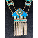 CHLOE + ISABEL aztec mosaic fringe statement necklace - N220