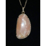 CHLOE + ISABEL rose quartz n shell layered pendant necklace - N121