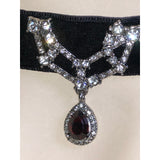 CHLOE + ISABEL velvet noir crystal & garnet teardrop choker - N056