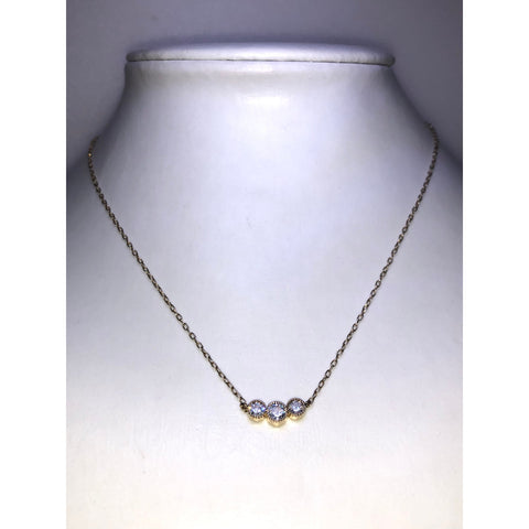 CHLOE + ISABEL petite triple crystal bar gold necklace – N044