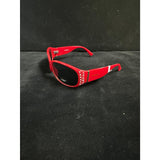 Bebe Women’s Oversized Oval Sunglasses – Red Frame with Rhinestone Accents – 100% UV Protection (NWT)