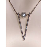 CHLOE + ISABEL pavé v pendant necklace with floating pearl - N115