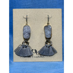 CHLOE + ISABEL grey agate druzy tassel earrings - E486GYAG