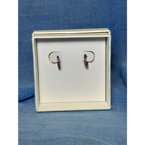 CHLOE + ISABEL pink gemstone rose gold mini hoops - E556PIRG