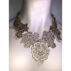 CHLOE + ISABEL filigree lace crystal statement necklace - N118