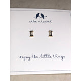 CHLOE + ISABEL “I” initial crystal stud earrings - E178