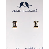 CHLOE + ISABEL “I” initial crystal stud earrings - E178