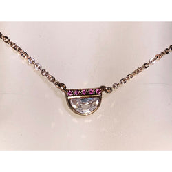 CHLOE + ISABEL pink crystal half-moon pendant necklace - N189