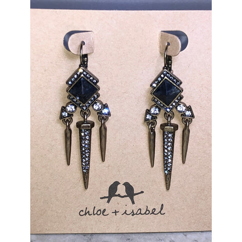 CHLOE + ISABEL Geometric Crystal Spike Drop Earrings - E066