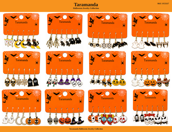 Wholesale Halloween 3-pair earring assortment with 12 different styles