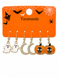 Halloween ghost, moon and pumpkin 3-pair earring card
