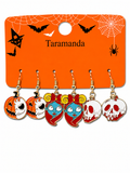 Halloween pumpkin, monster and skull 3-pair earring card