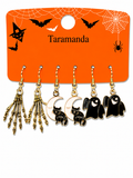 Halloween skeleton, cat and ghost 3-pair earring card