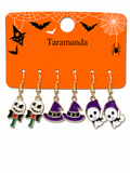 Halloween skeleton, witch hat and ghost 3-pair earring card