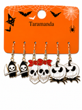 Halloween skull, reaper and pumpkin 3-pair earring card
