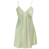 Pale Green Silky Chemise with Floral Accents