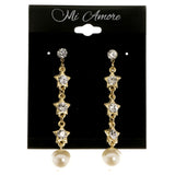 Stars Dangle-Earrings With Crystal Accents  Gold-Tone Color #3982