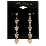 Stars Dangle-Earrings With Crystal Accents  Silver-Tone Color #3969