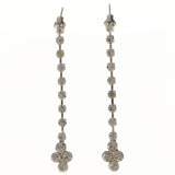 Silver-Tone Metal Dangle-Earrings With Crystal Accents #4048