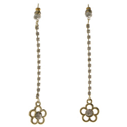 Flower Dangle-Earrings With Crystal Accents  Gold-Tone Color #4043