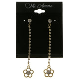 Flower Dangle-Earrings With Crystal Accents  Gold-Tone Color #4043