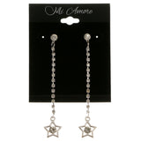 Star Dangle-Earrings With Crystal Accents  Silver-Tone Color #3978